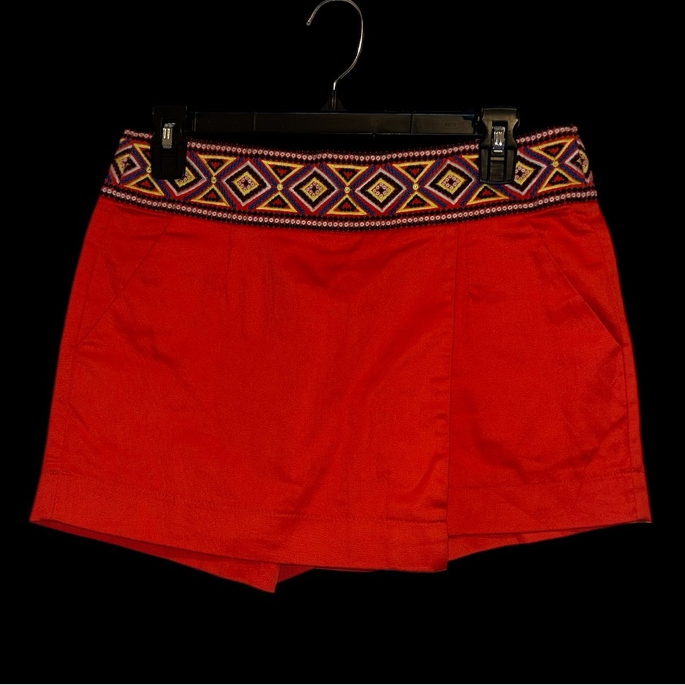 Greylin Red Skort with Geometric Diamonds Waistband - Size Small